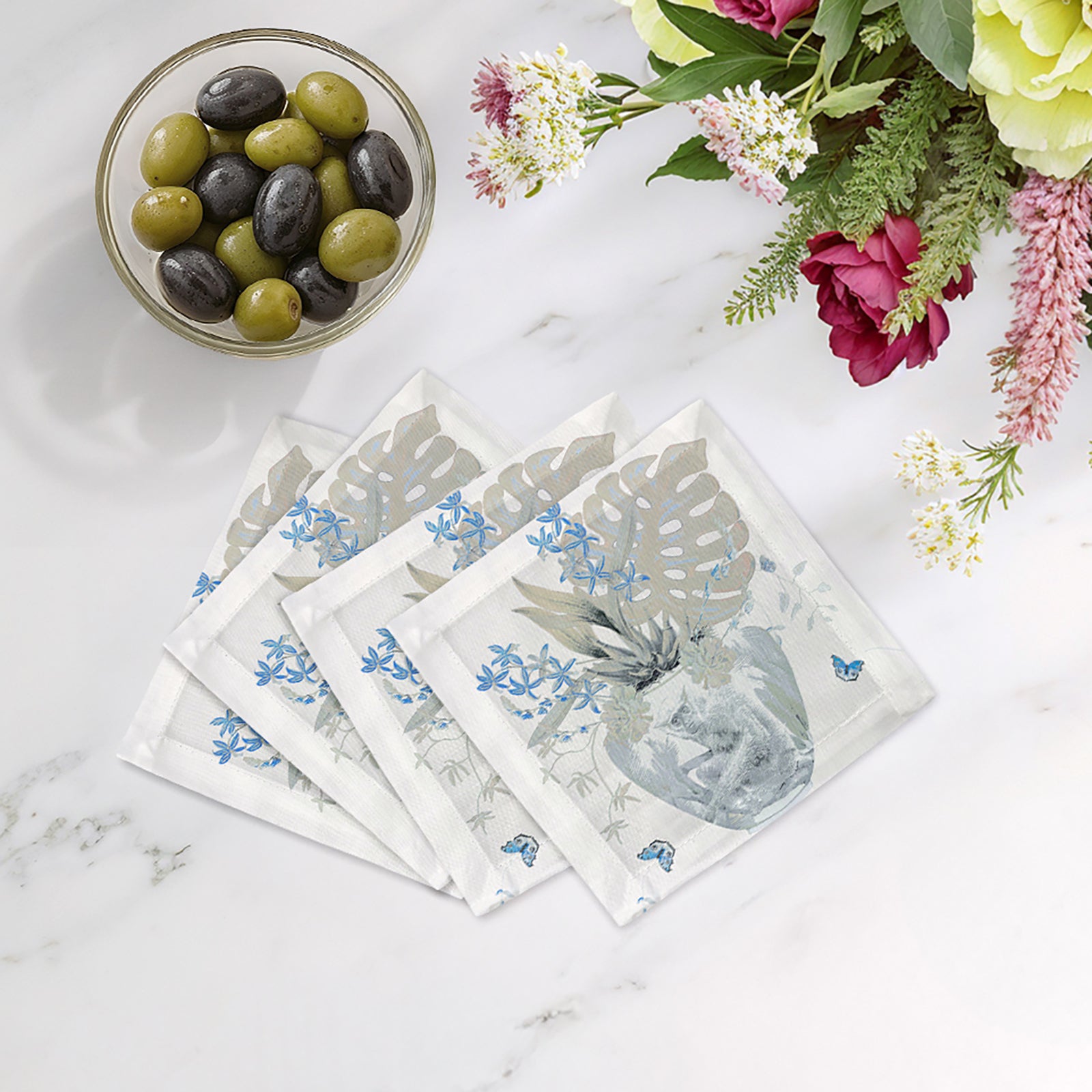 Monkey Large Jungle Powder Cotton Sateen Cocktail Napkins