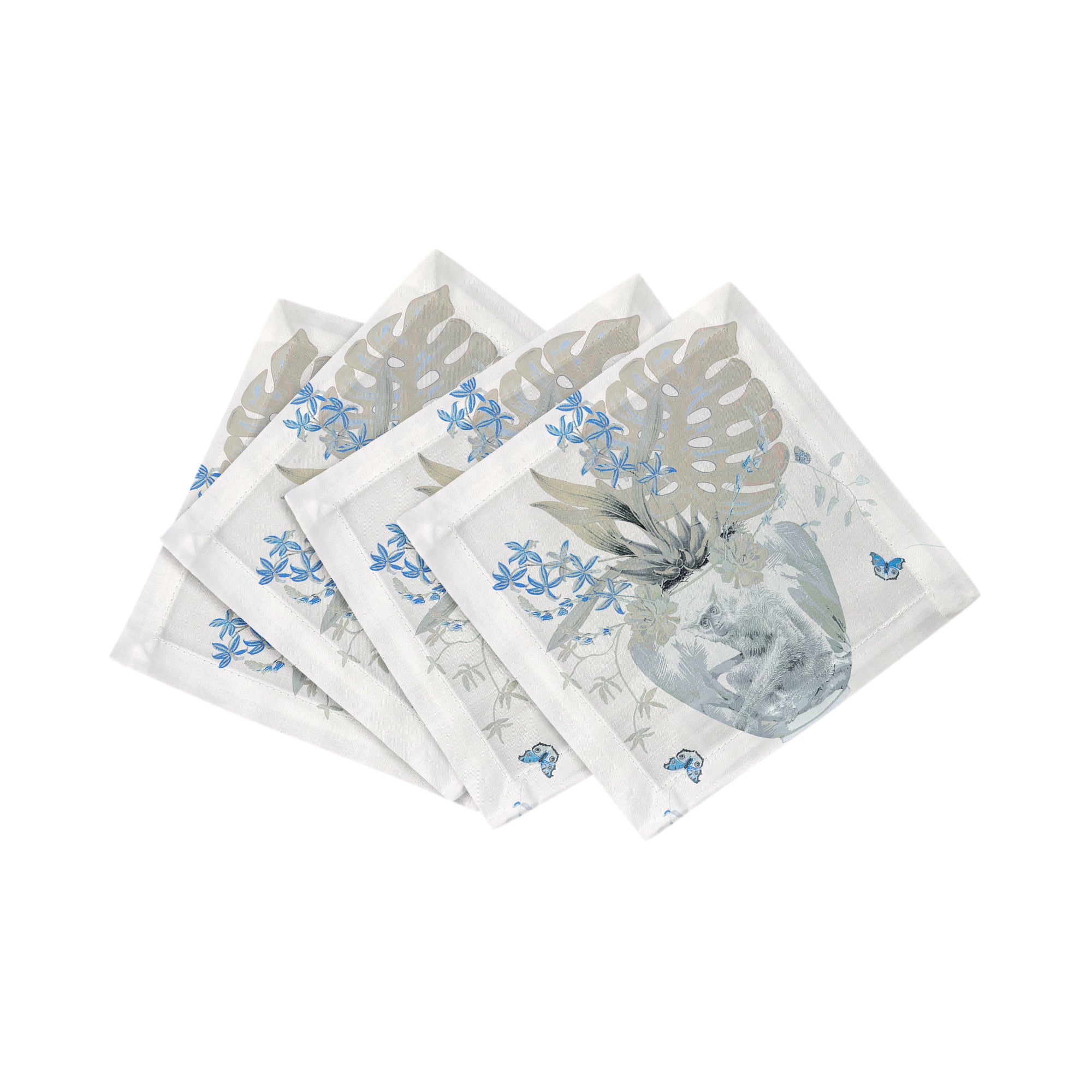 Monkey Large Jungle Powder Cotton Sateen Cocktail Napkins