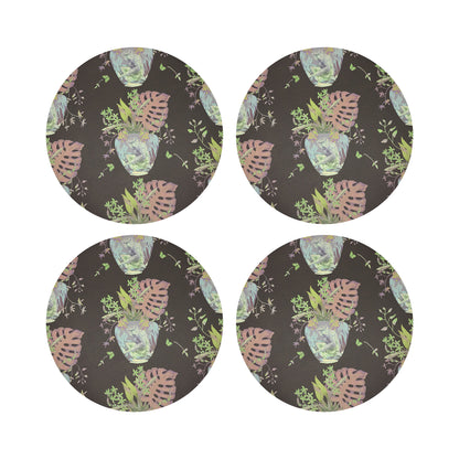Monkey Small Jungle Chocolatte Lime 16&quot; Round Pebble Placemats, Set of 4 - nicolettemayer.com
