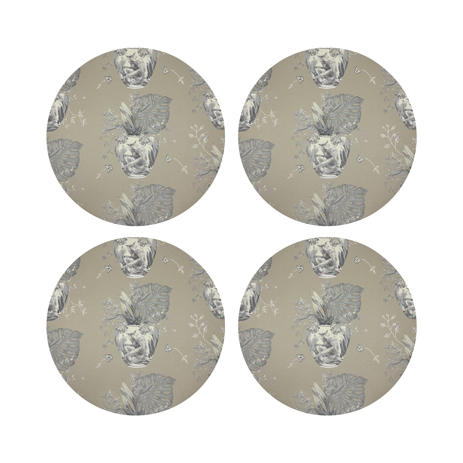 Monkey Small Jungle Greenwhich 16&quot; Round Pebble Placemats, Set of 4 - nicolettemayer.com
