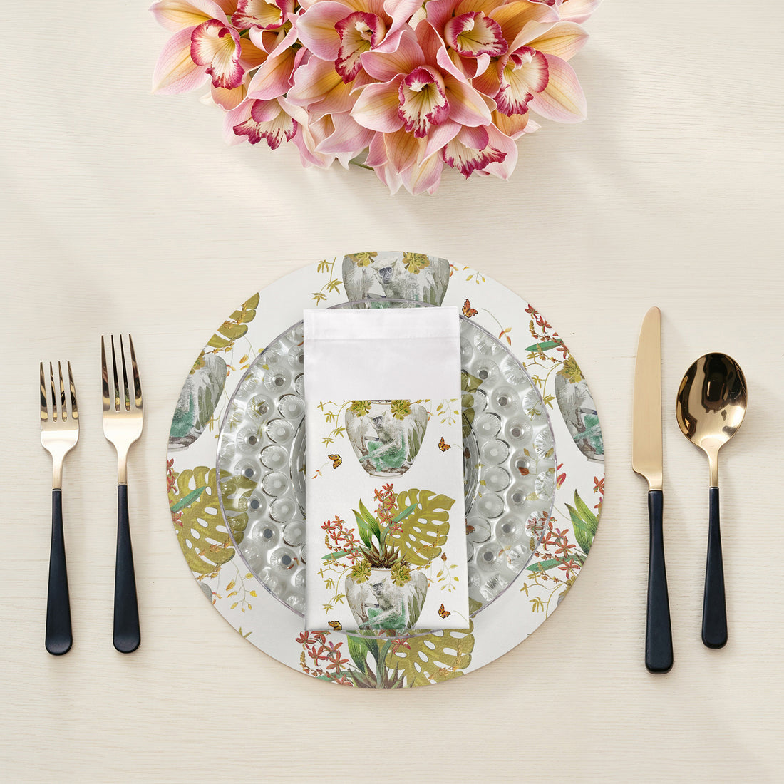 Monkey Jungle Dijon 22"X22" Hemstitch Dinner Table Napkins - nicolettemayer.com