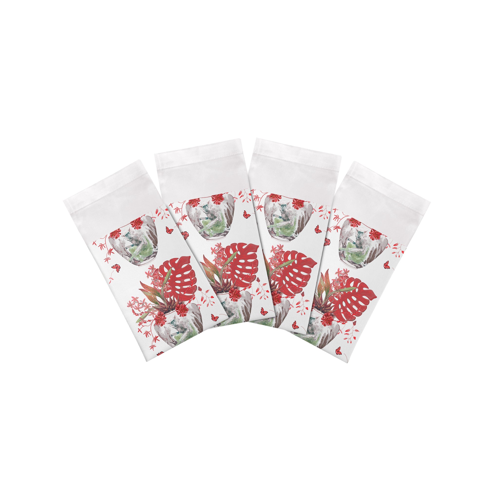 Monkey Jungle Rouge Cotton Sateen Dinner Napkins