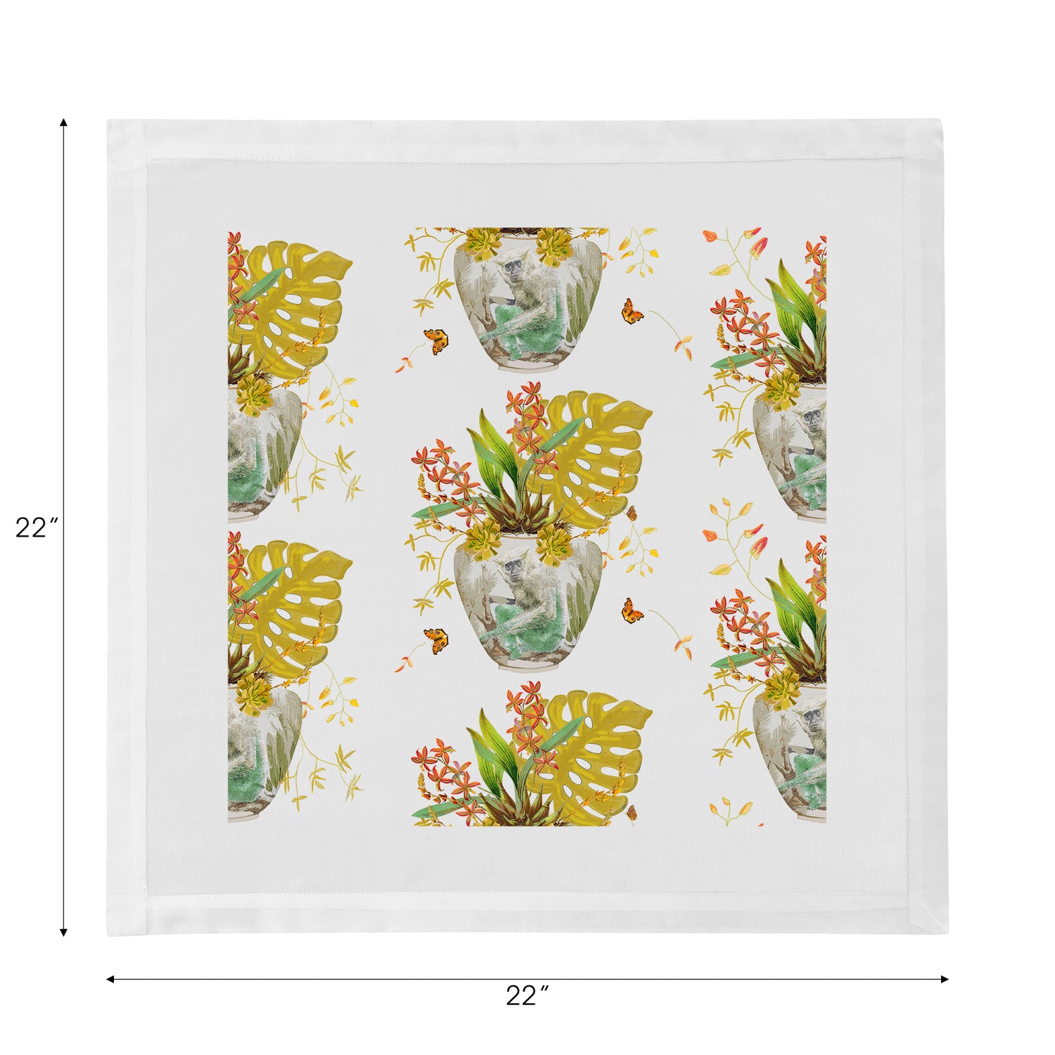 Monkey Small Jungle Dijon Cotton Sateen Dinner Napkins - nicolettemayer.com