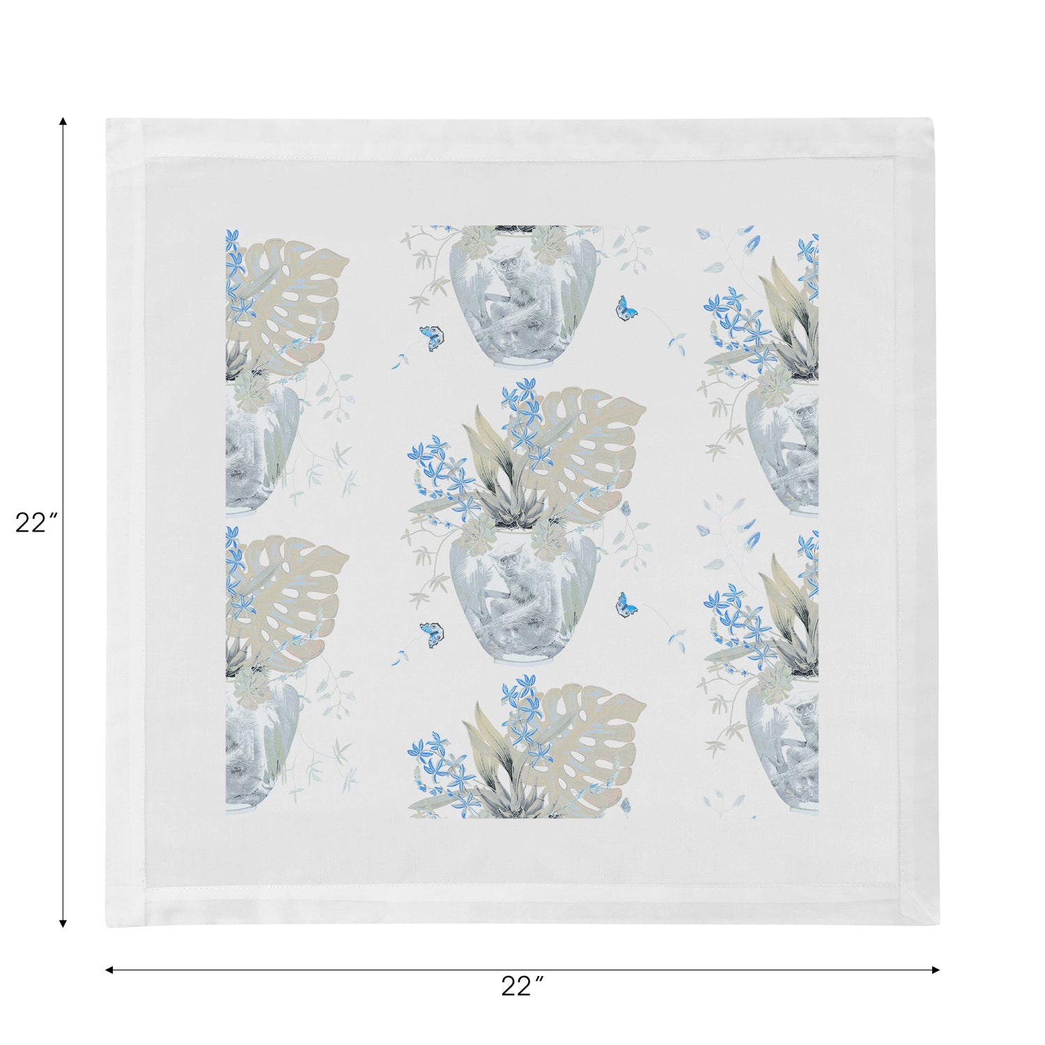 Monkey Small Jungle Powder Cotton Sateen Dinner Napkins - nicolettemayer.com