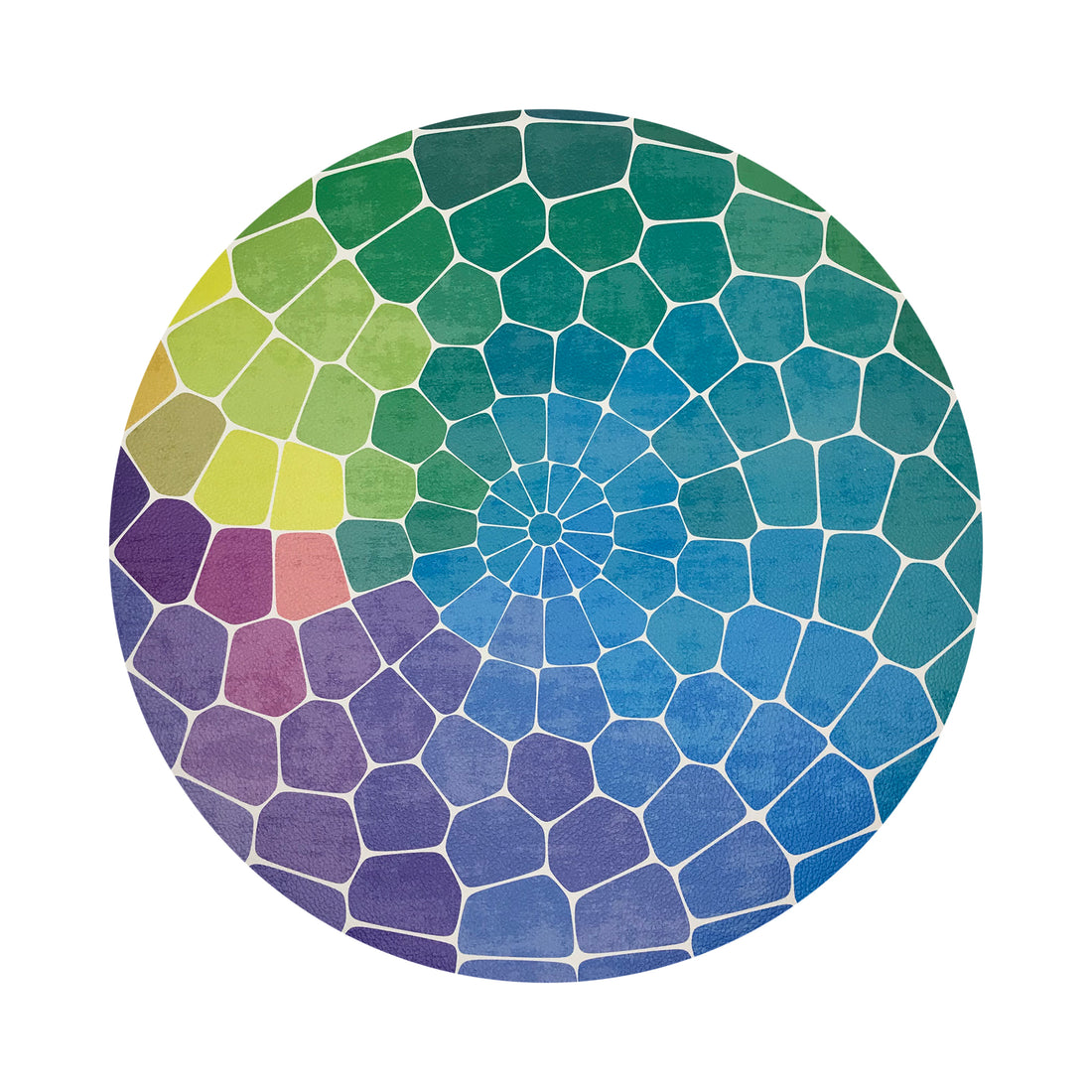 Mosaic Purple Multi Vegan Leather Round Pebble Placemat