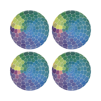 Mosaic Purple Multi Vegan Leather Round Pebble Placemat