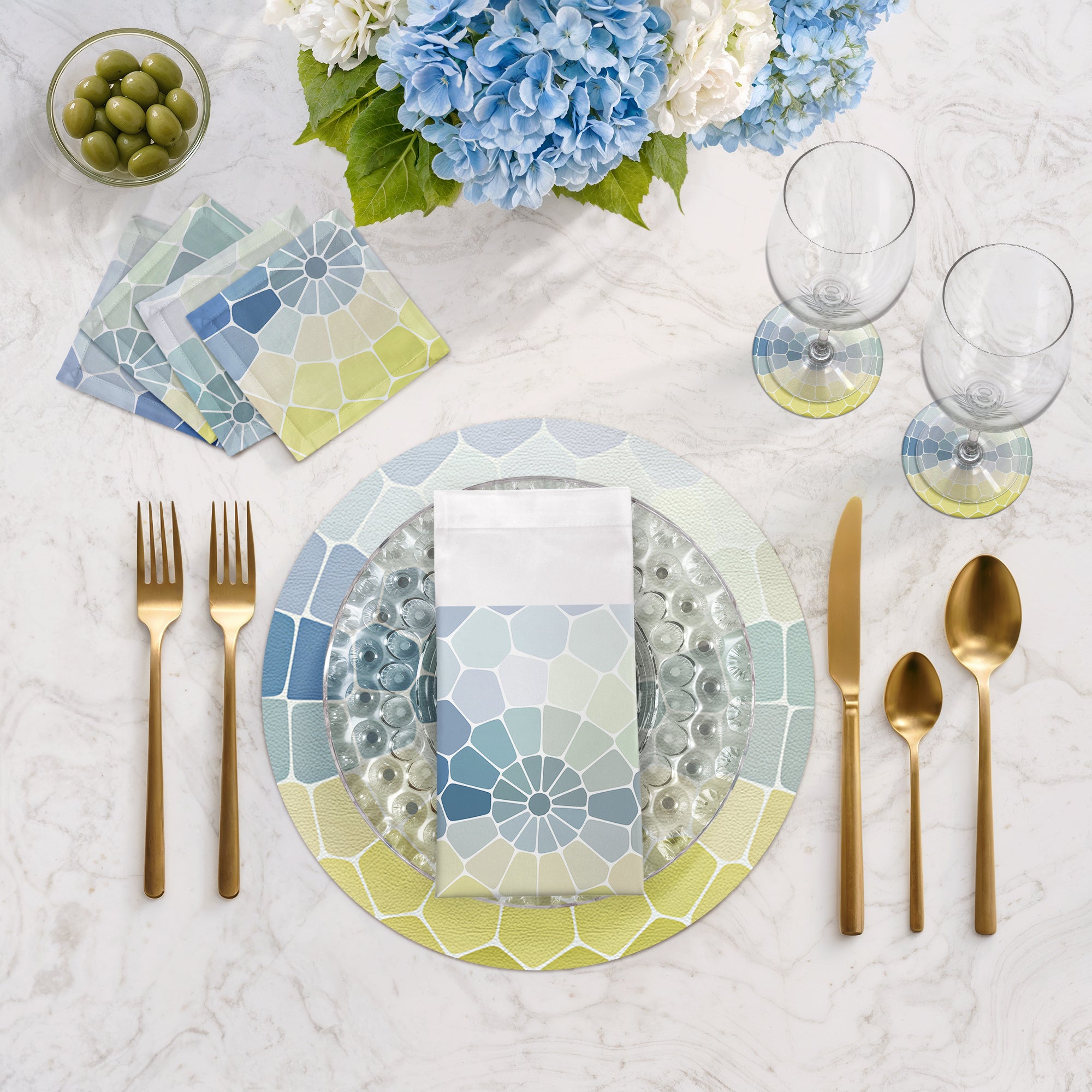 Mosaico Taormino Vegan Leather Round Pebble Placemat