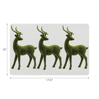 Moss Reindeer Vegan Leather Rectangle Pebble Placemat