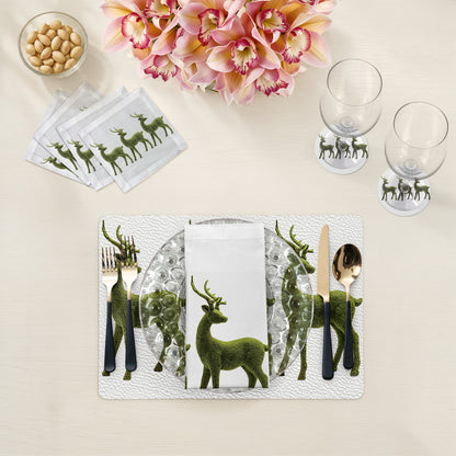 Moss Reindeer Cotton Sateen Cocktail Napkins