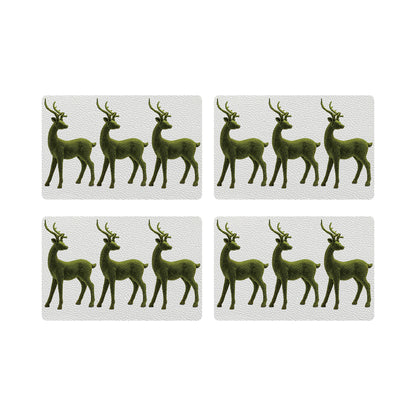 Moss Reindeer Vegan Leather Rectangle Pebble Placemat