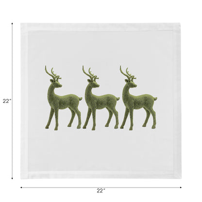 Moss Reindeer Cotton Sateen Dinner Napkins
