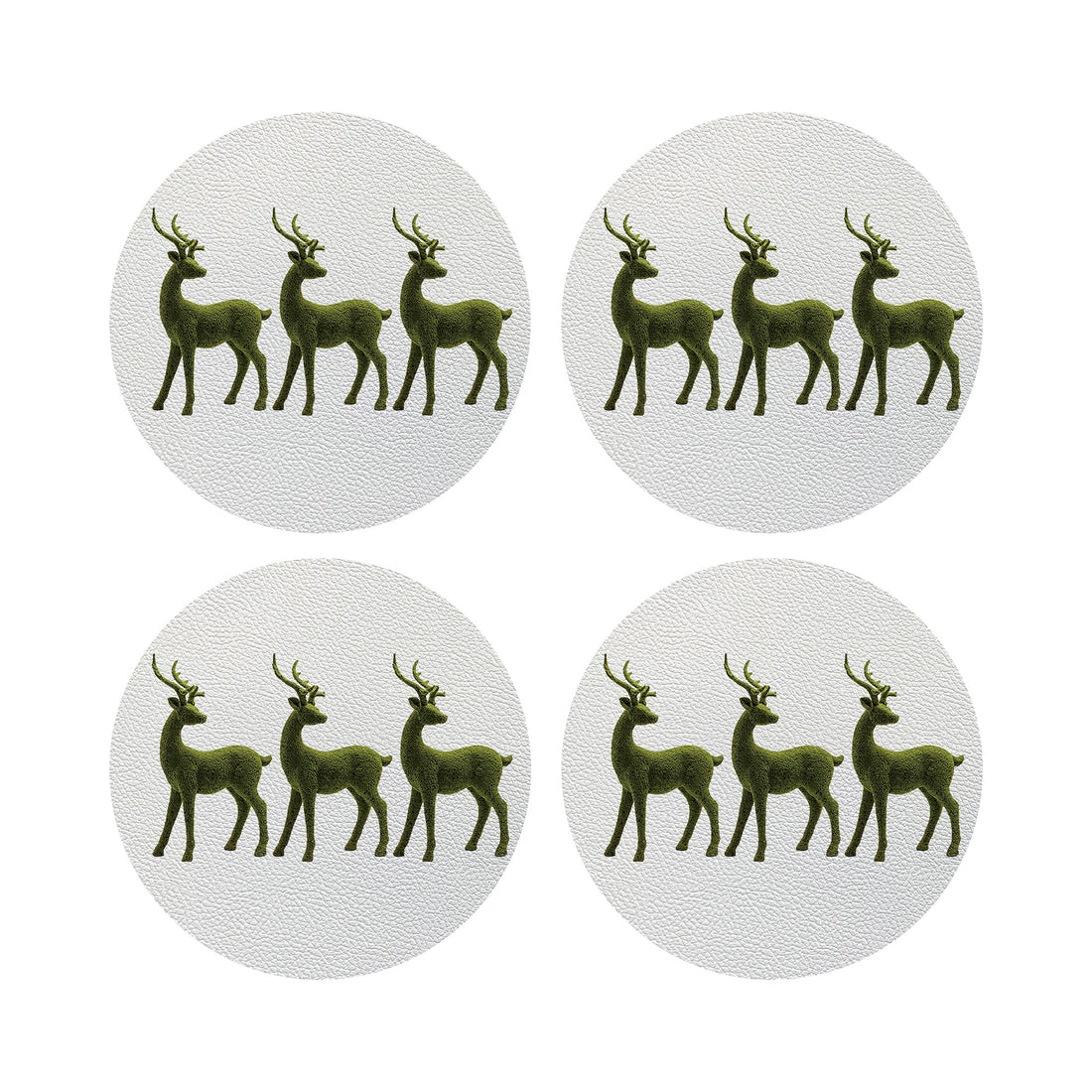 Moss Reindeer Vegan Leather Round Coasters