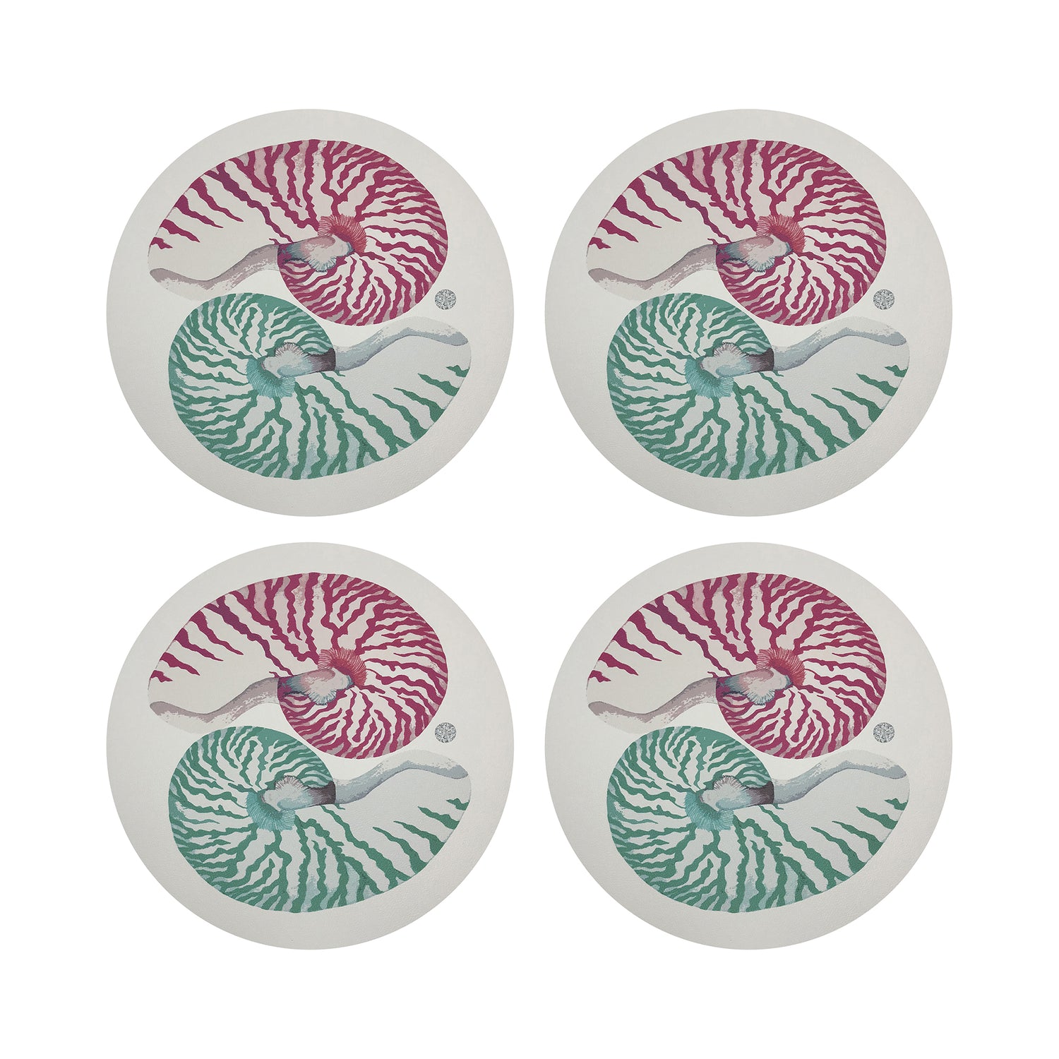 Nautilus Palm Beach 16&quot; Round Pebble Placemats, Set of 4 - nicolettemayer.com
