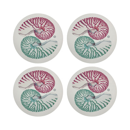 Nautilus Palm Beach 16&quot; Round Pebble Placemats, Set of 4 - nicolettemayer.com
