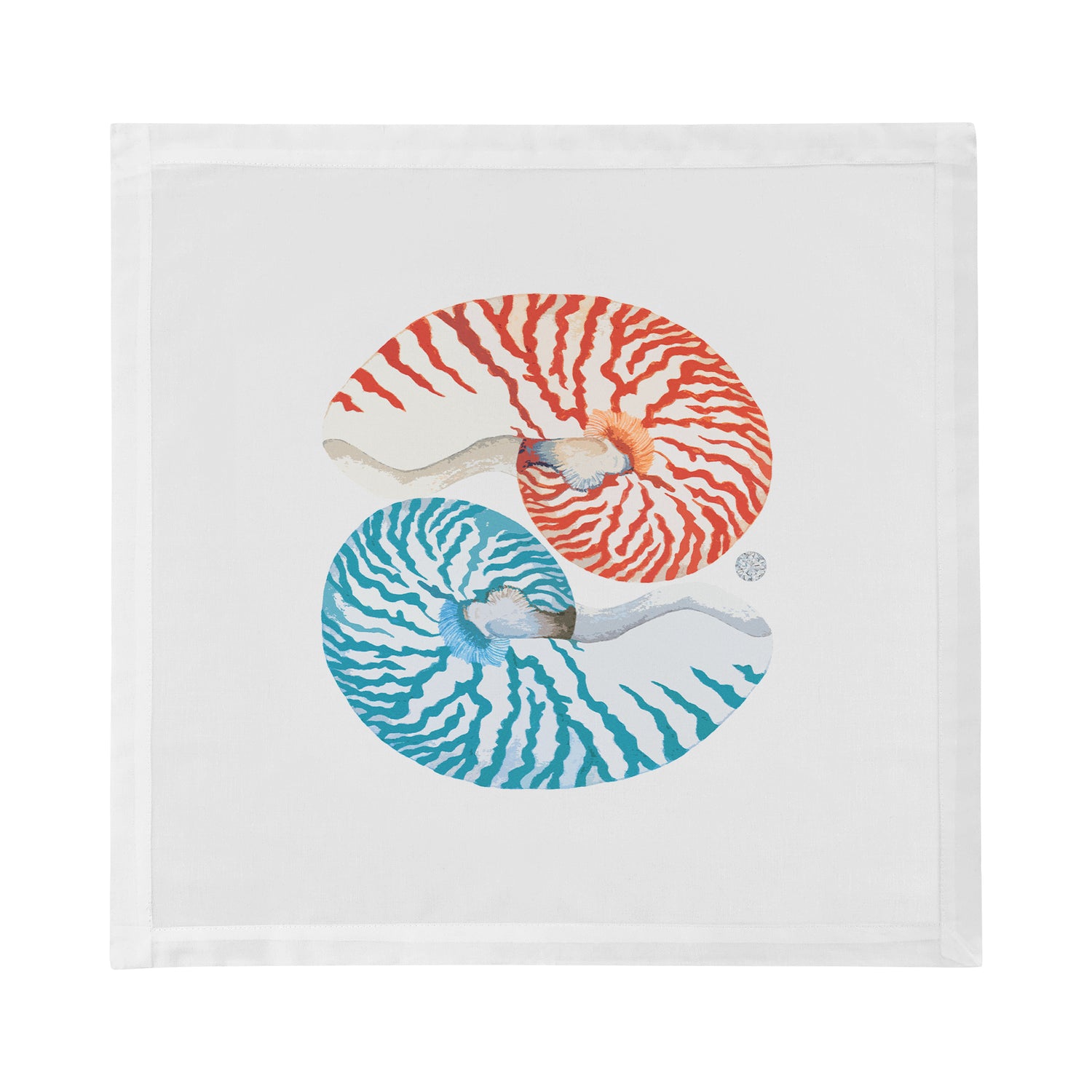 Nautilus Coral Turquoise Cotton Sateen Dinner Napkins