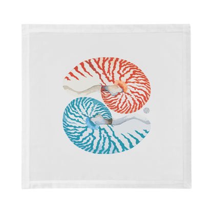 Nautilus Coral Turquoise Cotton Sateen Dinner Napkins