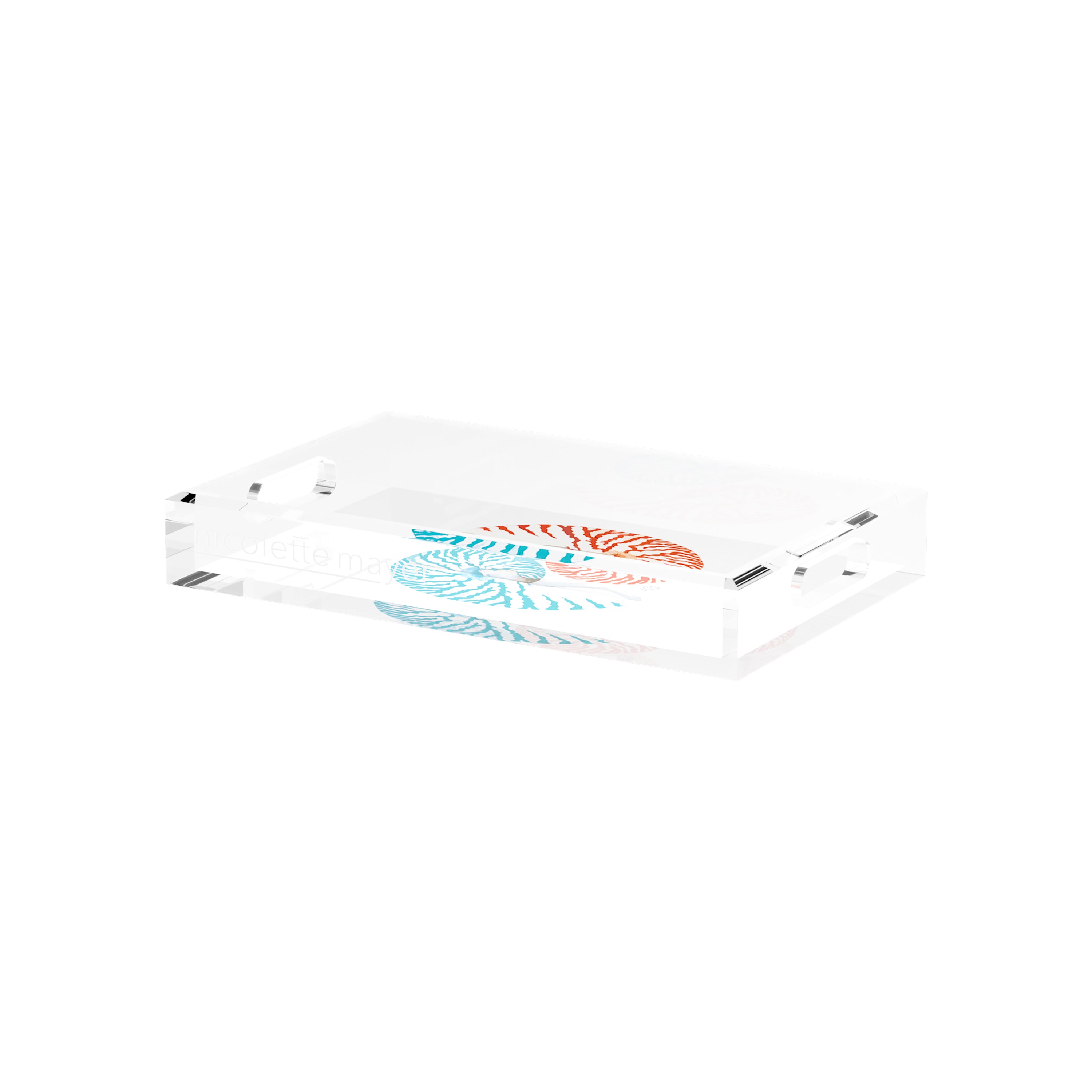 Nautilus Coral Turq 12.5X7.75 Acrylic Tray - nicolettemayer.com
