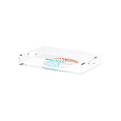 Nautilus Coral Turq 12.5X7.75 Acrylic Tray - nicolettemayer.com

