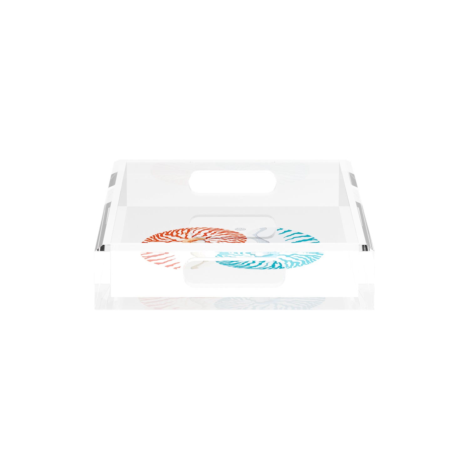 Nautilus Coral Turq 12.5X7.75 Acrylic Tray - nicolettemayer.com
