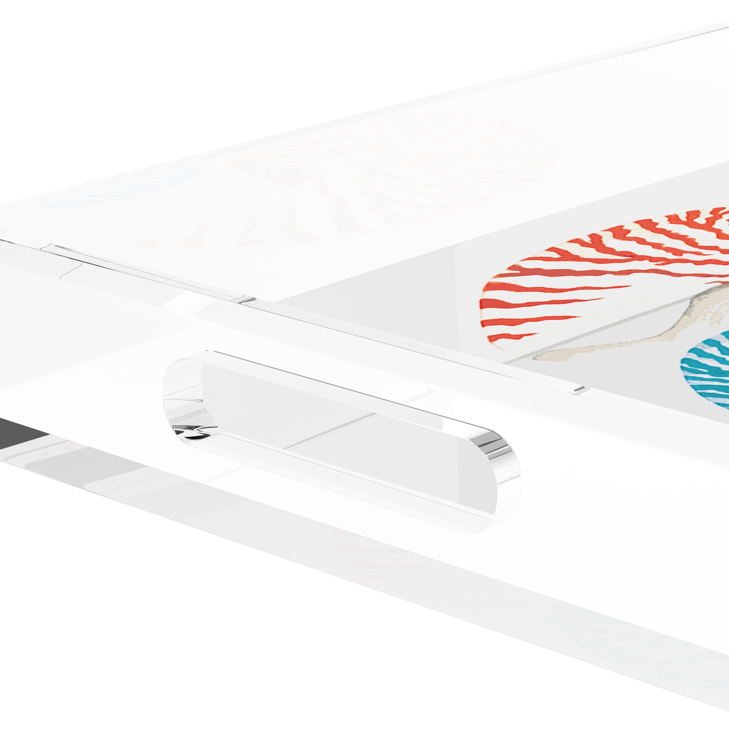 Nautilus Coral Turq 12.5X7.75 Acrylic Tray - nicolettemayer.com
