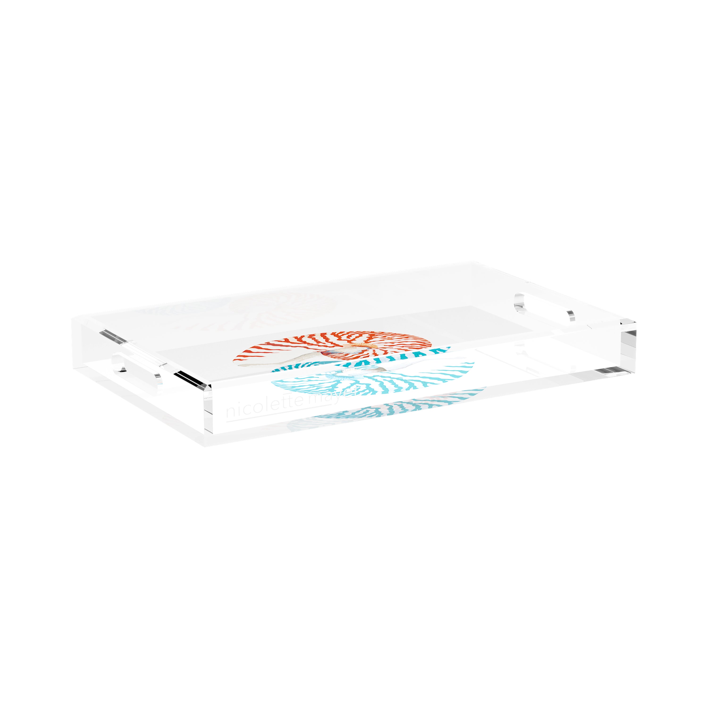 Nautilus Coral Turq 17X10.5 Acrylic Tray - nicolettemayer.com
