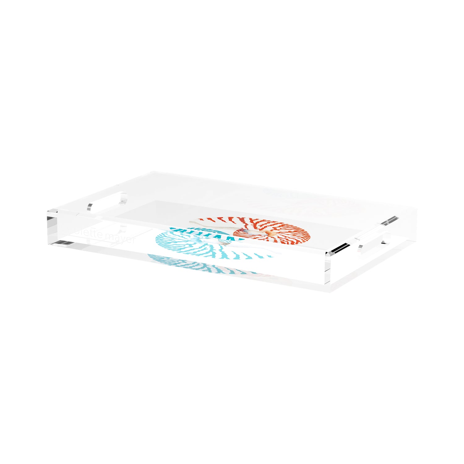 Nautilus Coral Turq 17X10.5 Acrylic Tray - nicolettemayer.com
