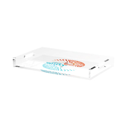 Nautilus Coral Turq 17X10.5 Acrylic Tray - nicolettemayer.com
