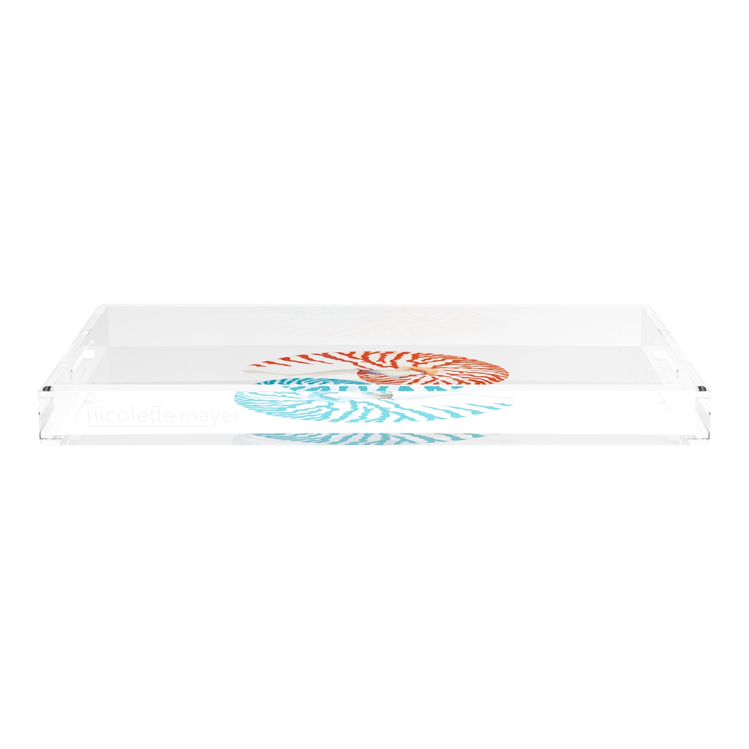 Nautilus Coral Turq 22.5X14.5 Acrylic Tray - nicolettemayer.com
