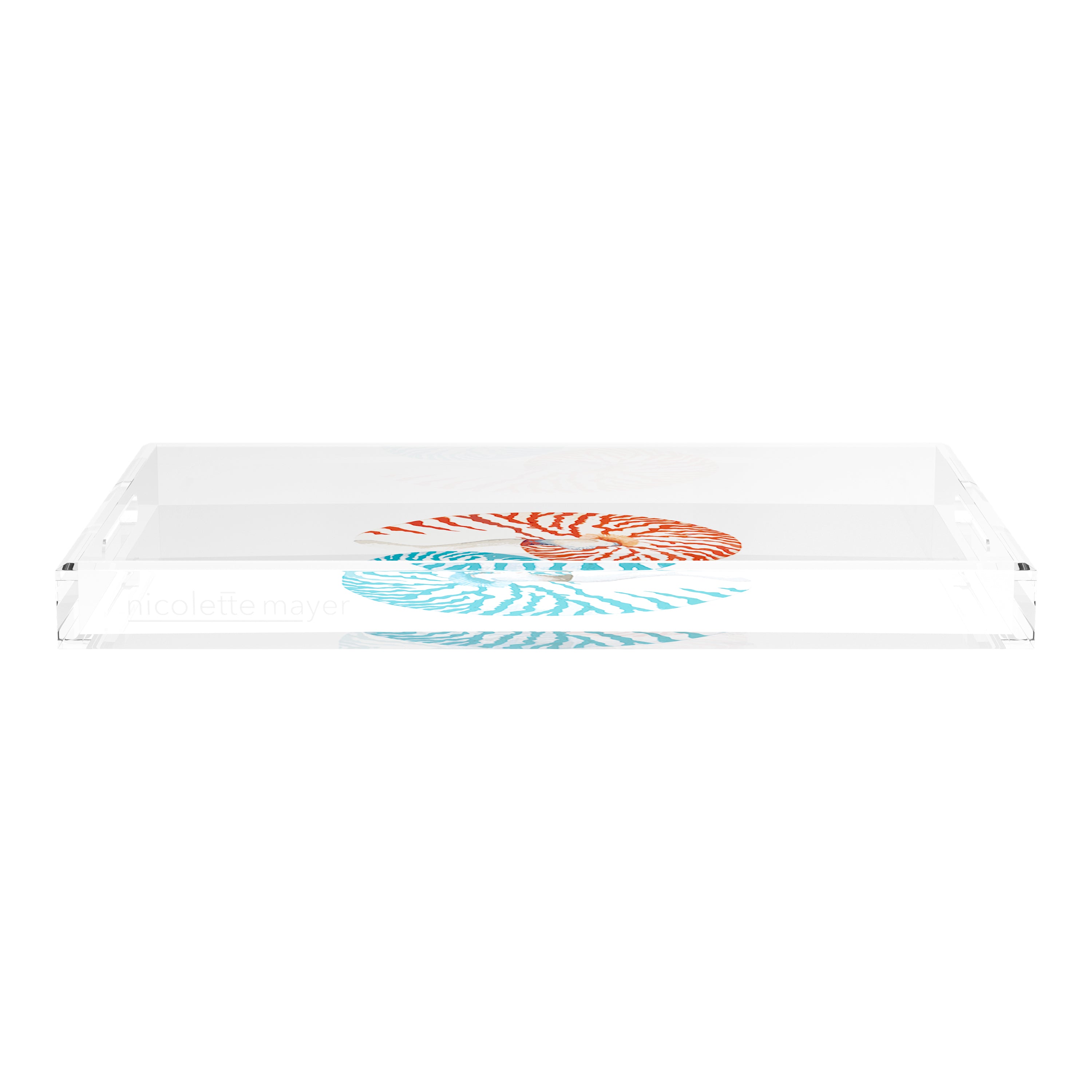 Nautilus Coral Turq 22.5X14.5 Acrylic Tray - nicolettemayer.com
