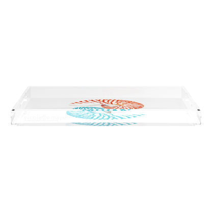 Nautilus Coral Turq 22.5X14.5 Acrylic Tray - nicolettemayer.com
