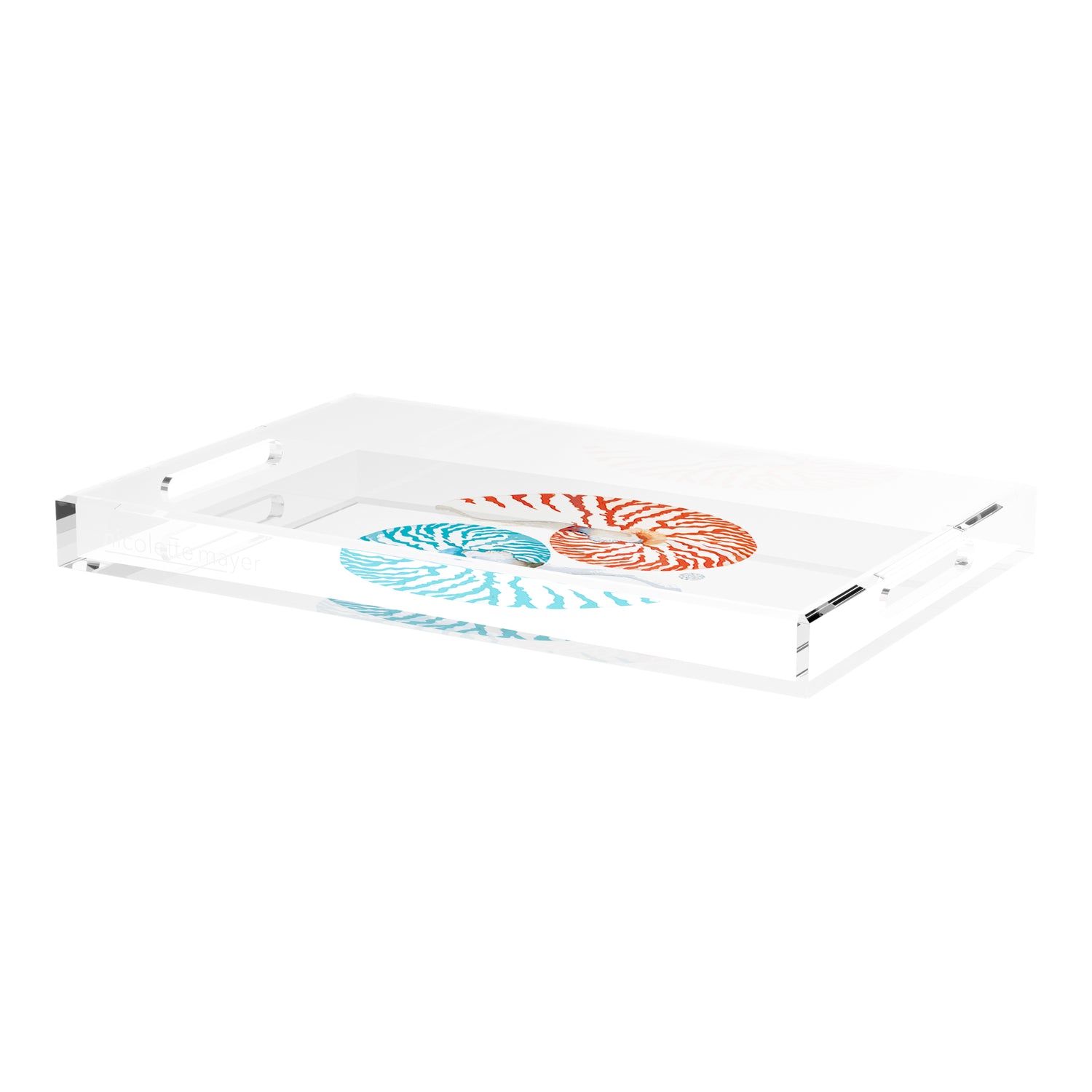 Nautilus Coral Turq 22.5X14.5 Acrylic Tray - nicolettemayer.com
