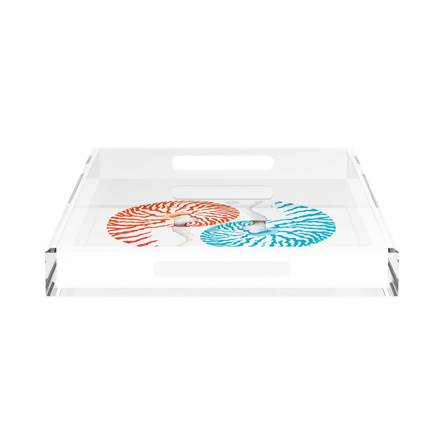Nautilus Coral Turq 22.5X14.5 Acrylic Tray - nicolettemayer.com
