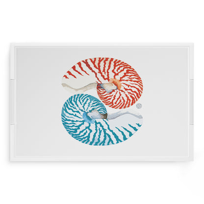 Nautilus Coral Turq 22.5X14.5 Acrylic Tray - nicolettemayer.com
