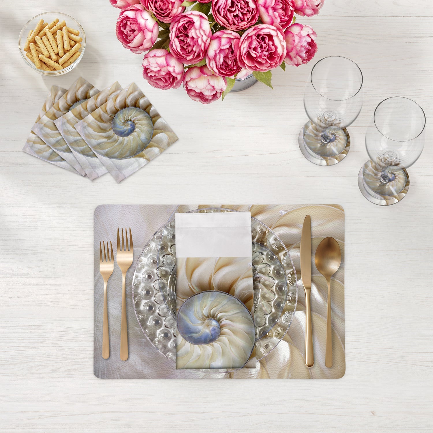 Nautilus PEARL Vegan Leather Round Coasters