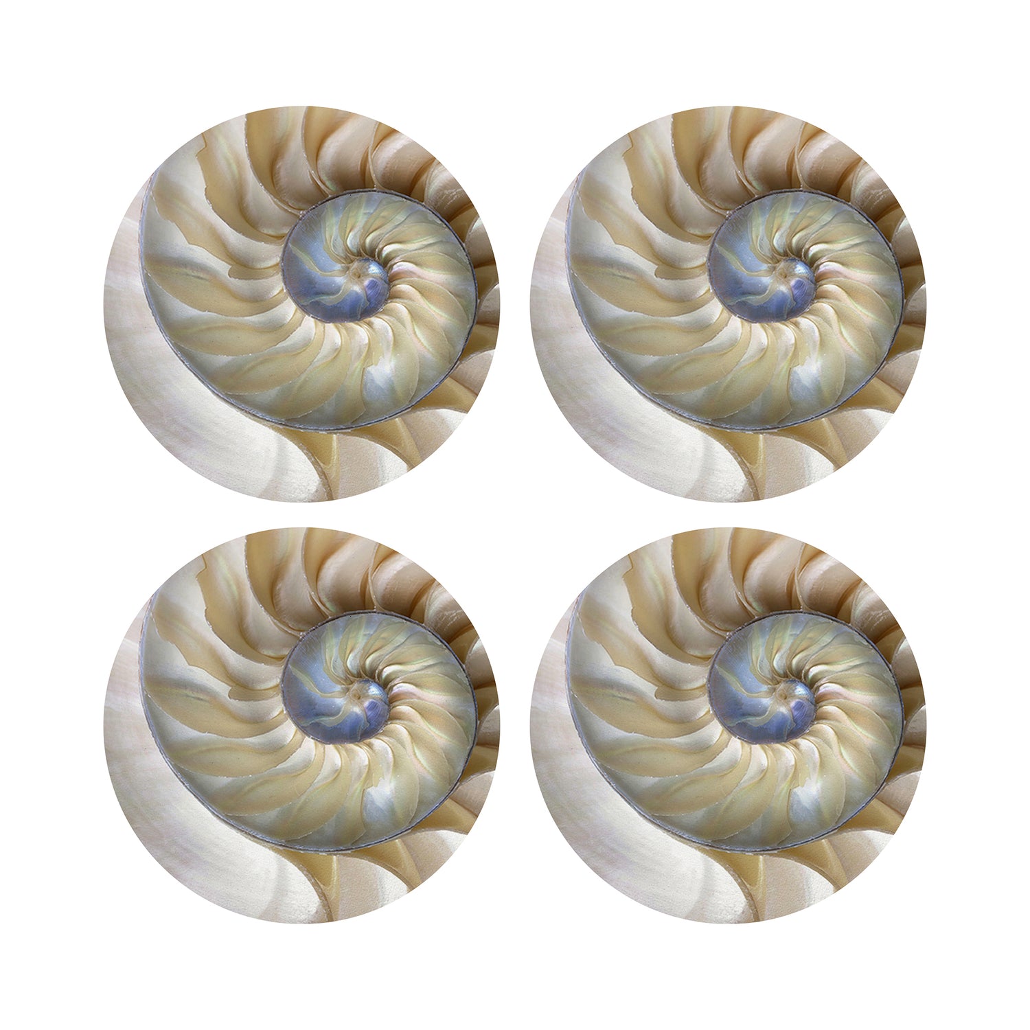 Nautilus PEARL Vegan Leather Round Coasters