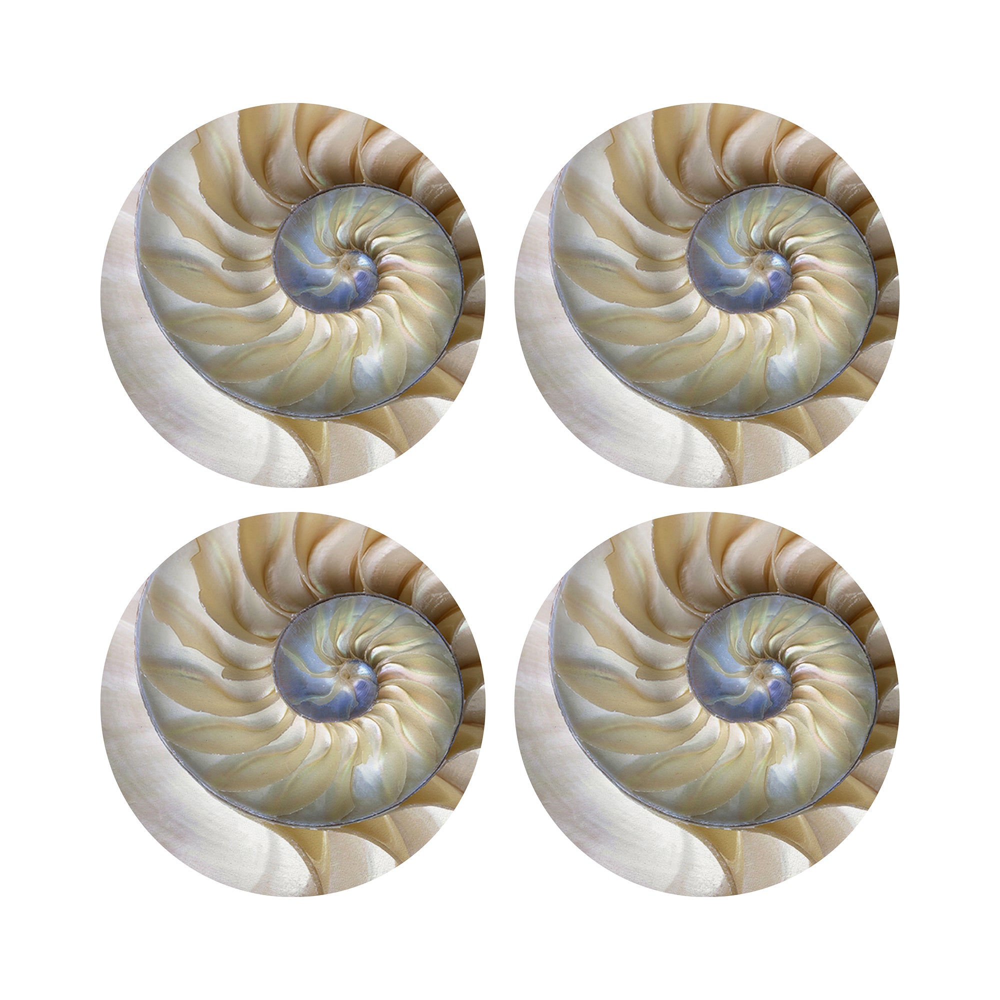 Nautilus PEARL Vegan Leather Round Coasters