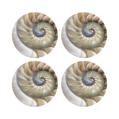 Nautilus PEARL Vegan Leather Round Coasters