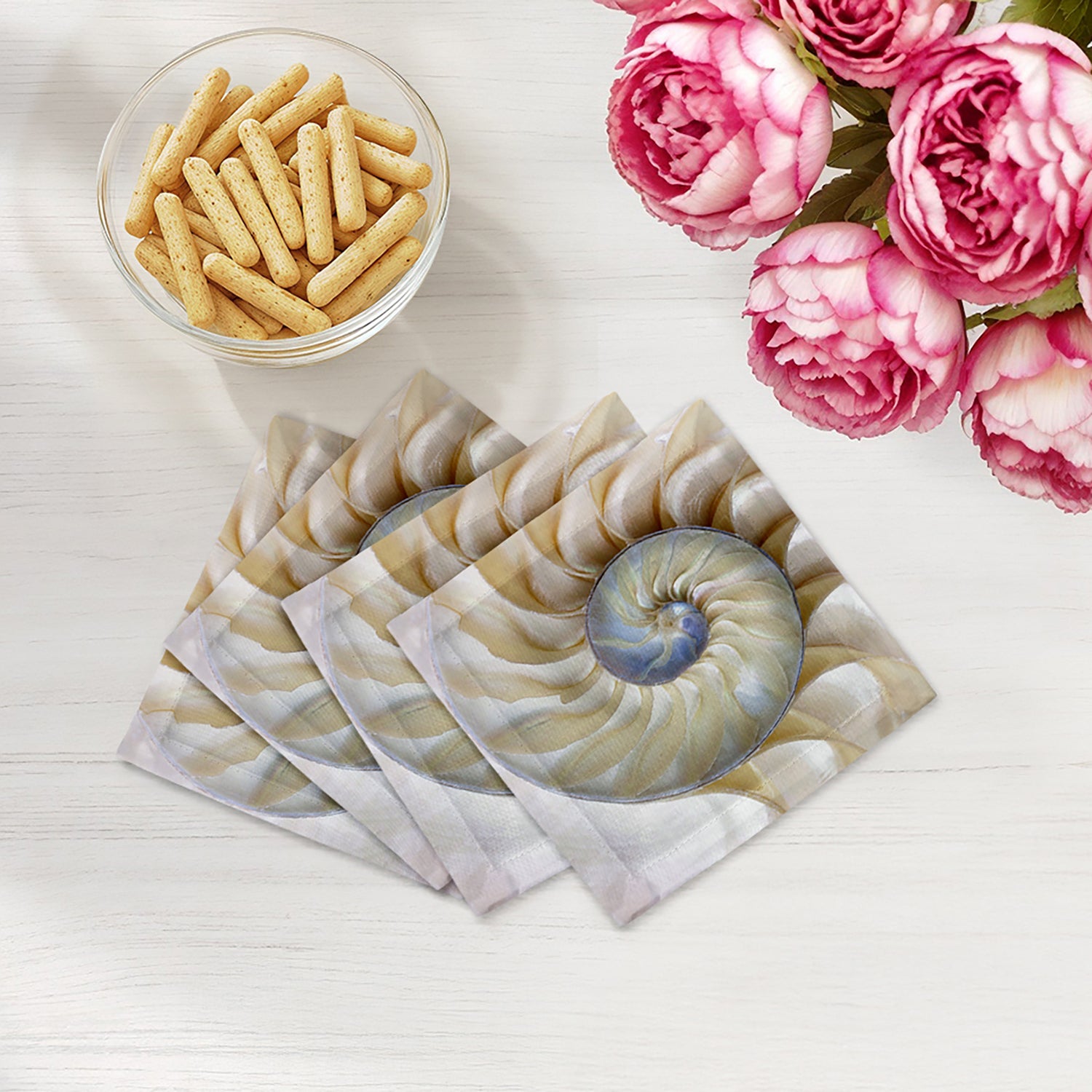 Nautilus Pearl Cotton Sateen Cocktail Napkins