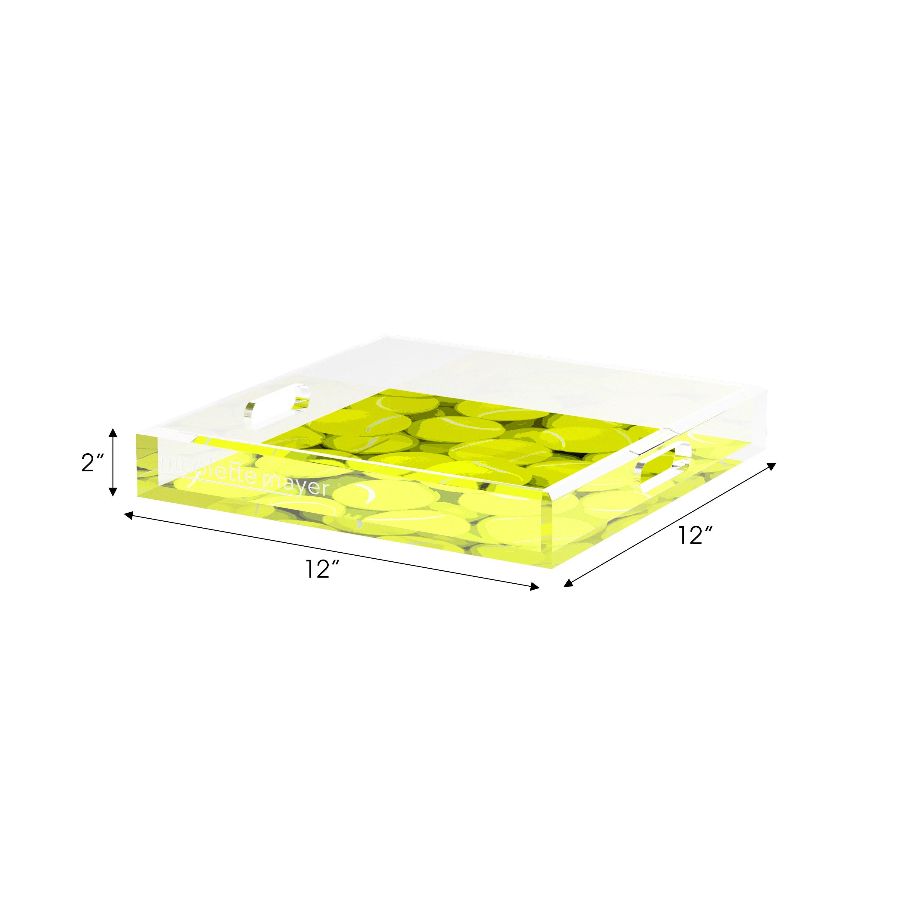 Tennis Neon Balls 12X12 Acrylic Tray - nicolettemayer.com 