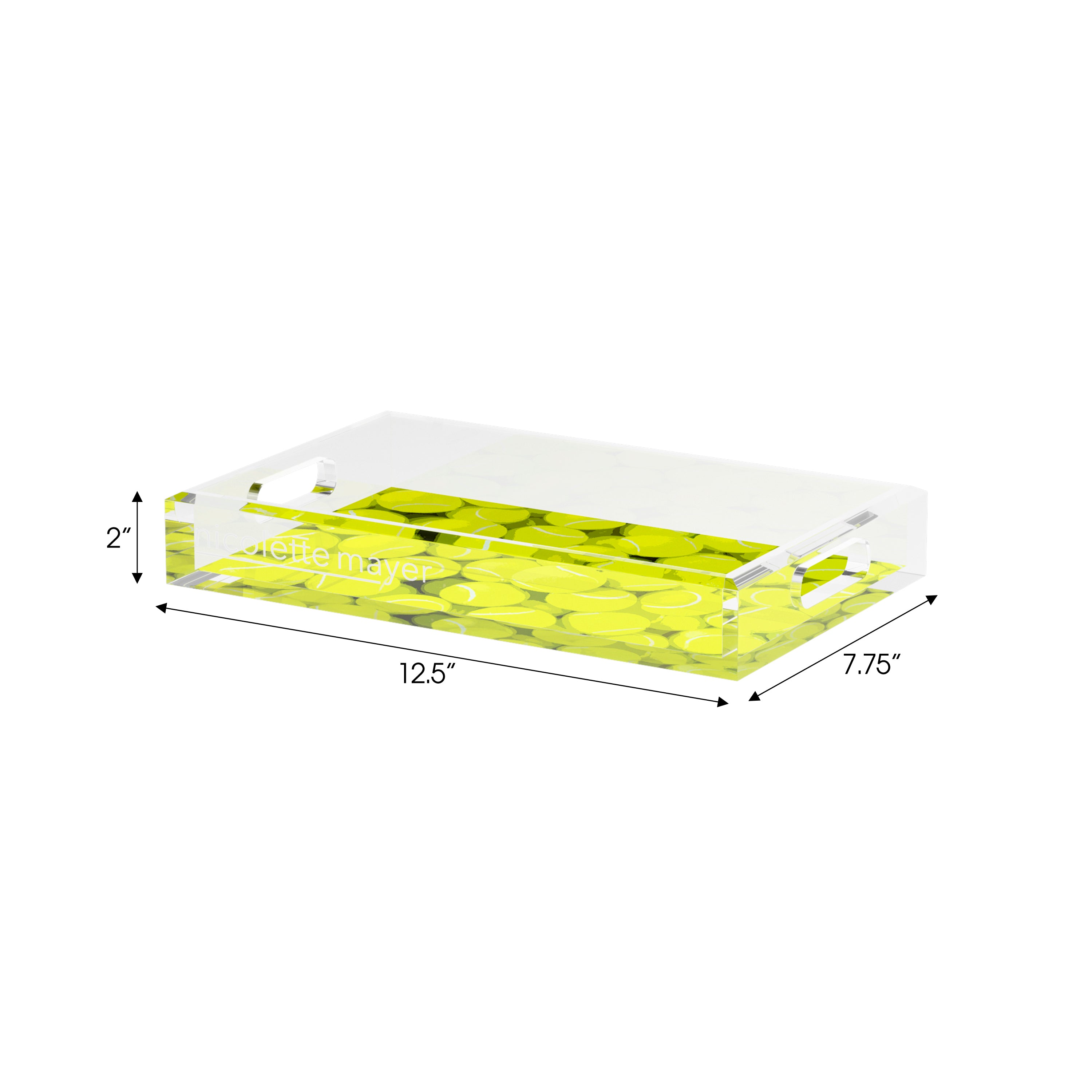 Tennis Neon Balls  Set of 3 Acrylic Tray - nicolettemayer.com 
