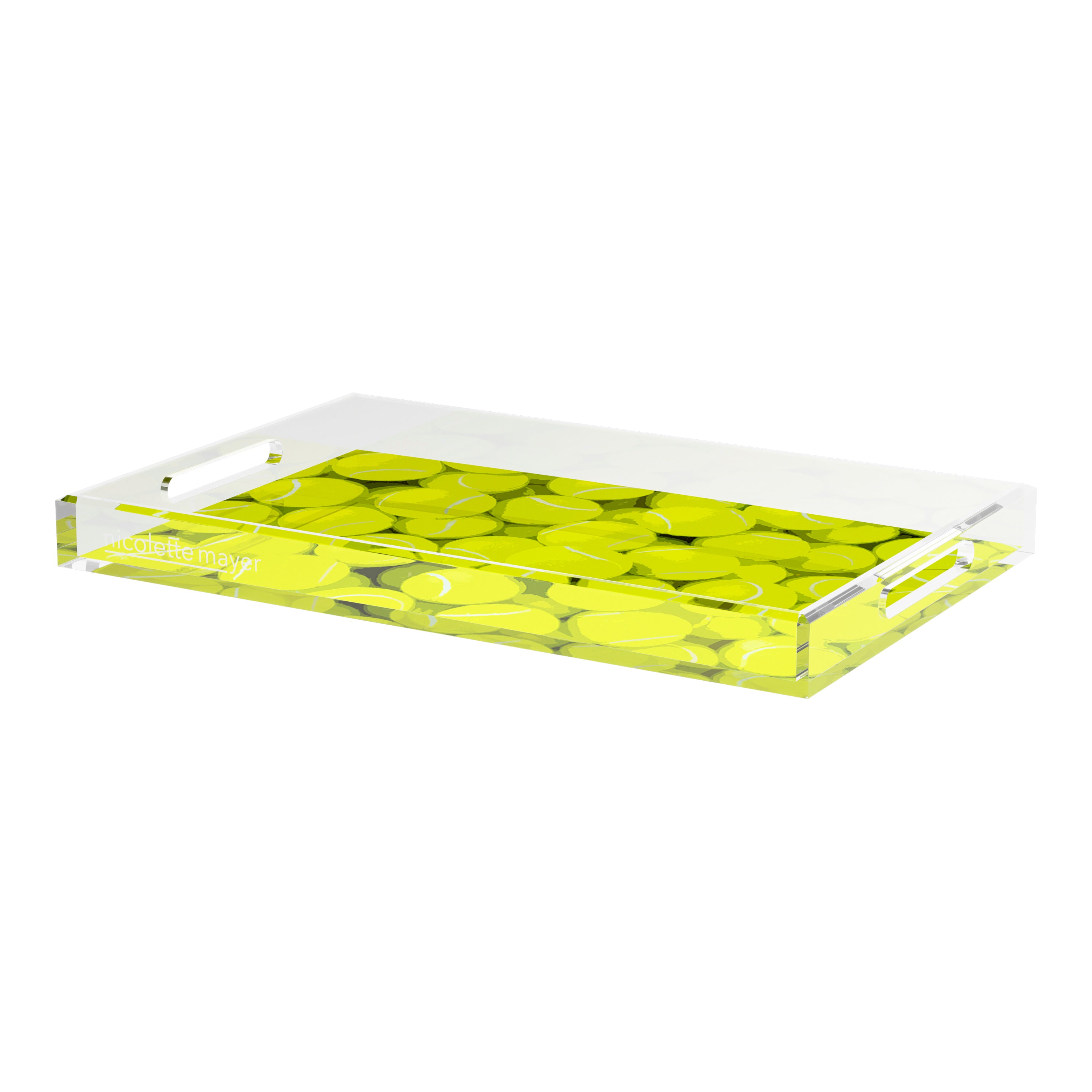 Tennis Neon Balls  22.5x14.5 Acrylic Tray - nicolettemayer.com 