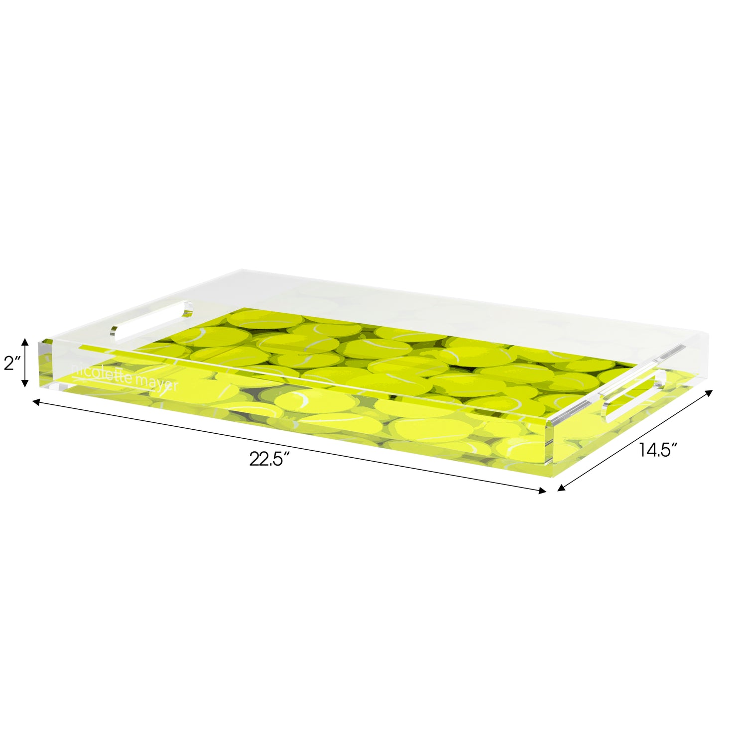 Tennis Neon Balls  Set of 3 Acrylic Tray - nicolettemayer.com 