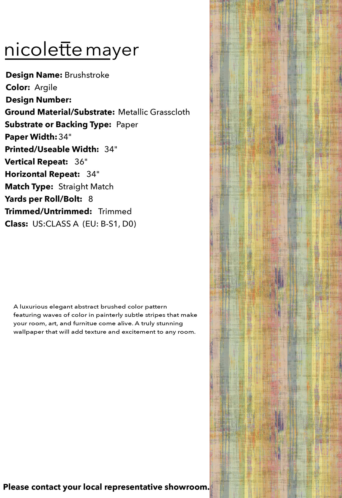 Brushstroke Argile, Per Yard
