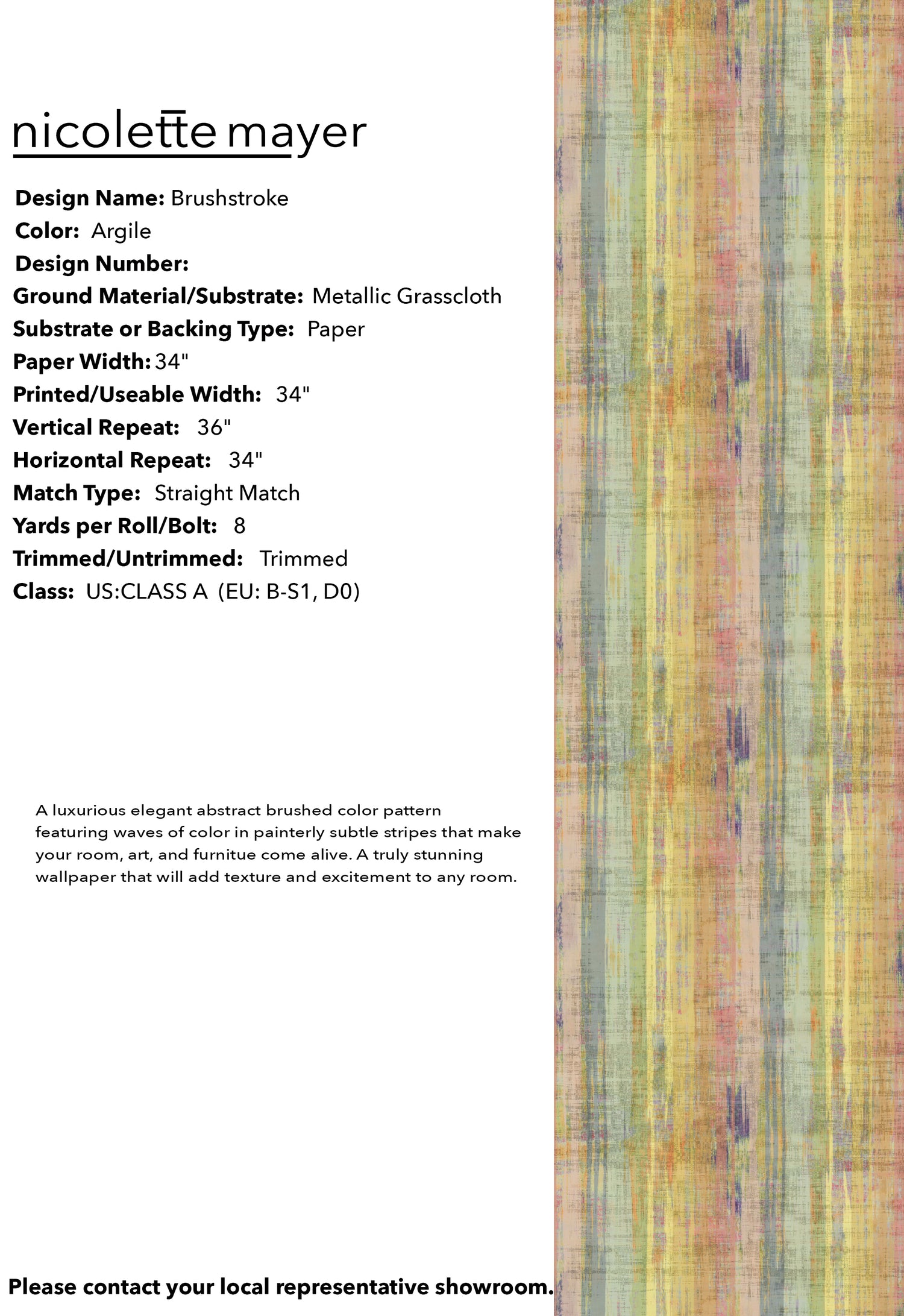 Brushstroke Argile, Per Yard