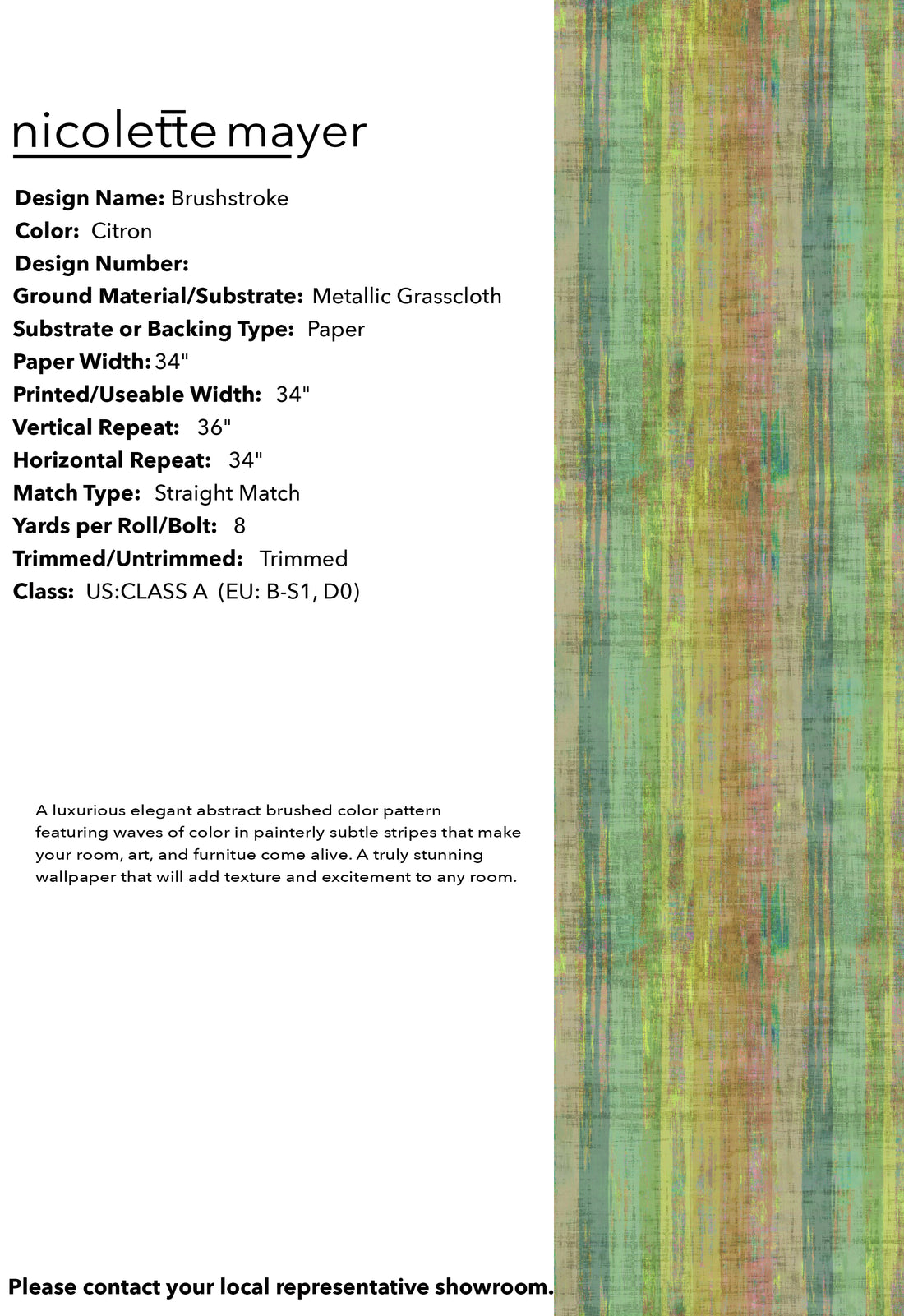 Brushstroke Citron, Per Yard