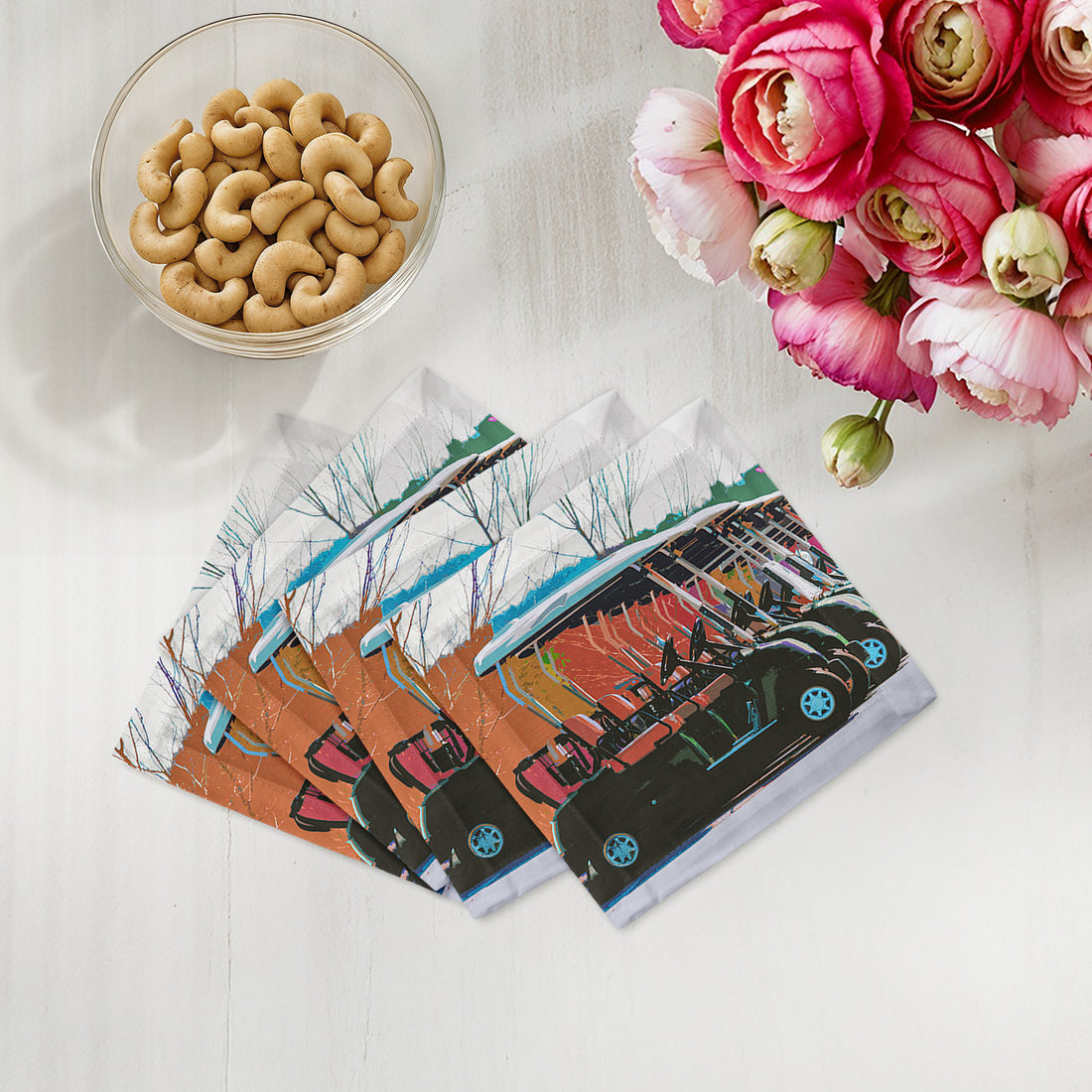 Nine Iron Fall Cotton Sateen Cocktail Napkins - nicolettemayer.com