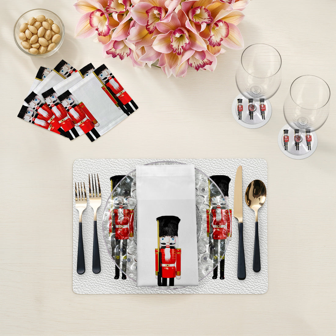 Nutcracker Vegan Leather Rectangle Pebble Placemat
