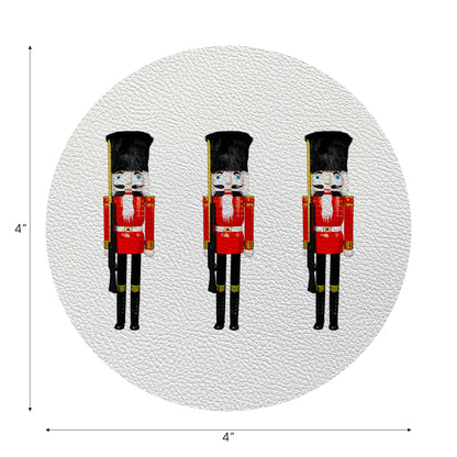 Nutcracker Vegan Leather Round Coasters