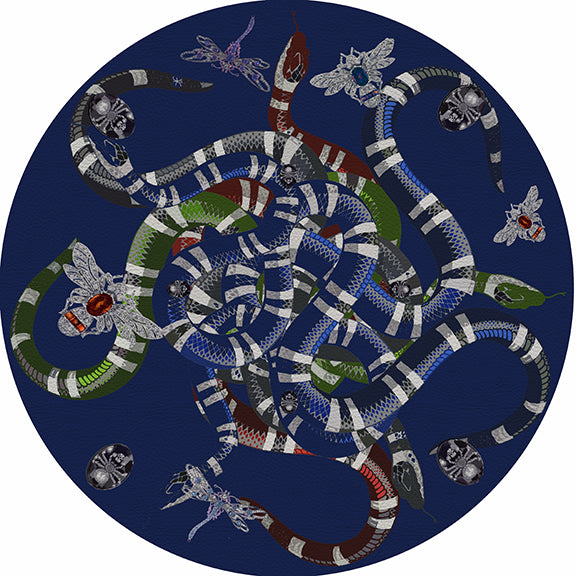 Ouroboros Blue 16&quot; Round Pebble Placemat Set of 4 - nicolettemayer.com