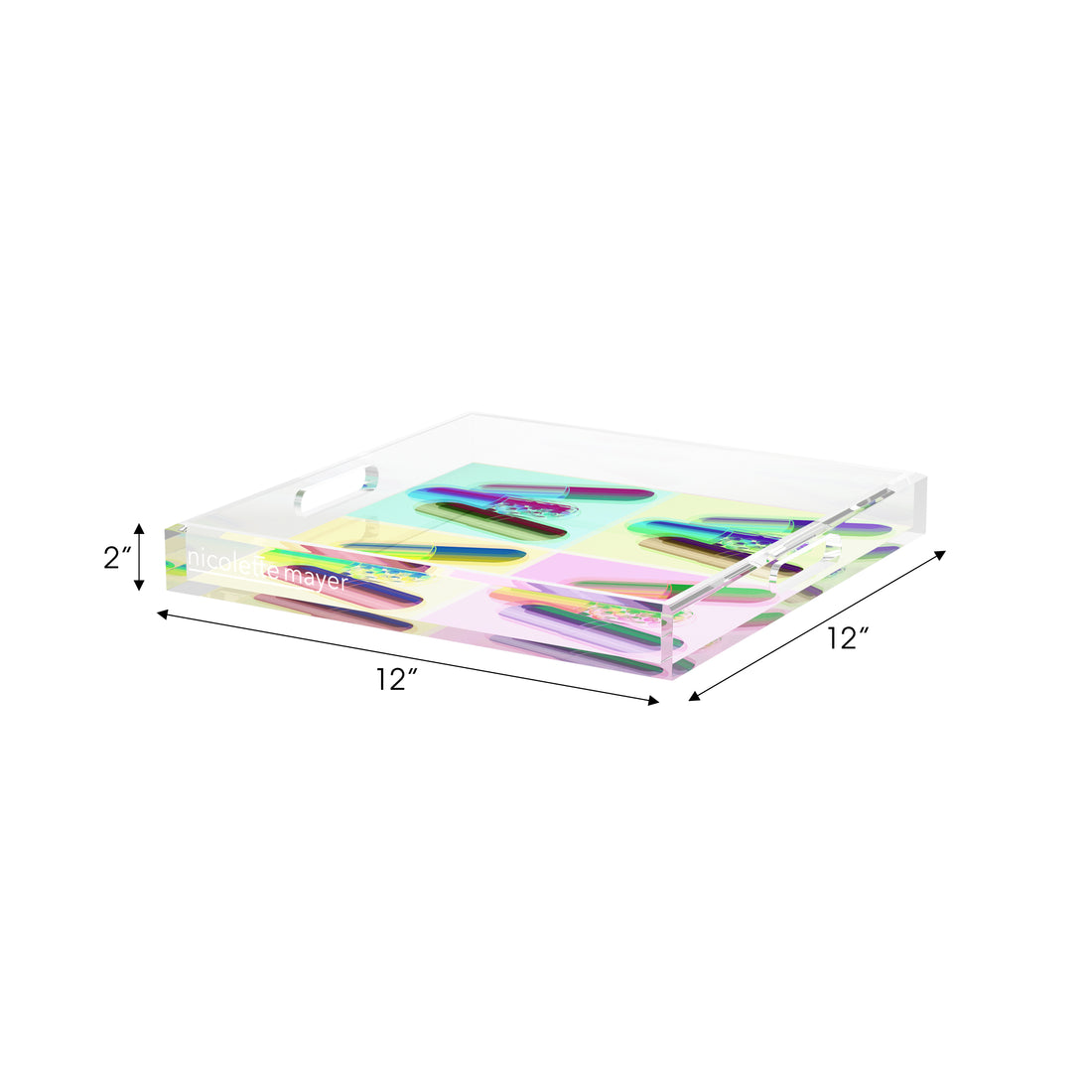 Ode to Hurst Psychedelic Acrylic Decorative Tray, 12 x 12 in. by Nicolette Mayer 
